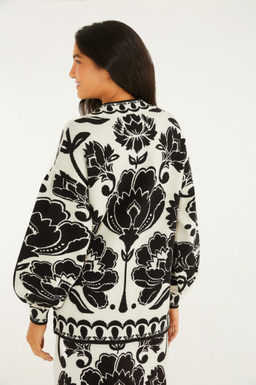 CARDIGAN LONGO TRICOT FLORAL ARABESQUE - Image 3