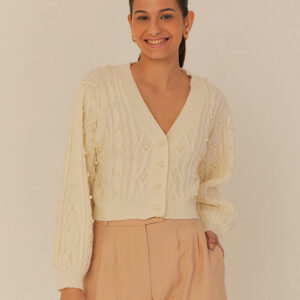 CARDIGAN TRICOT BORDADO PEROLA