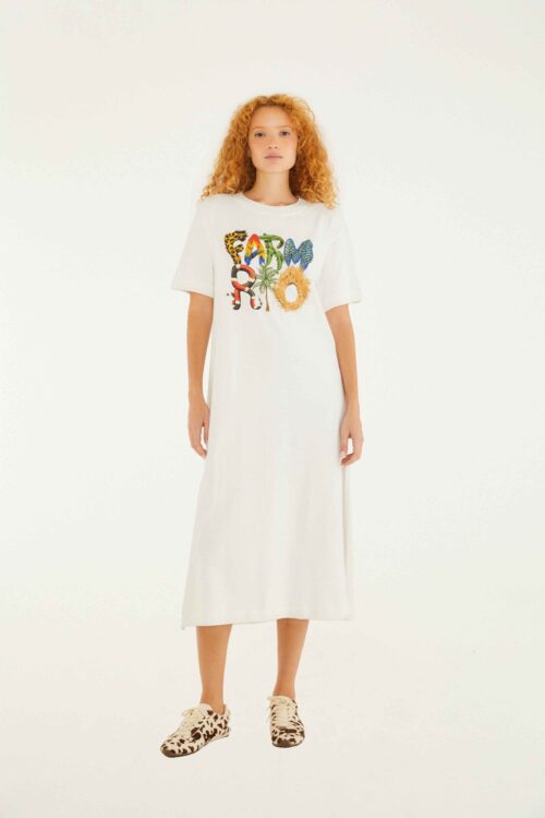 VESTIDO T-SHIRT CROPPED FARM RIO BICHOS