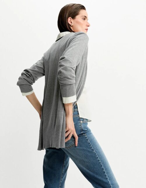 Cardigan tricot básico - cinza - Image 3