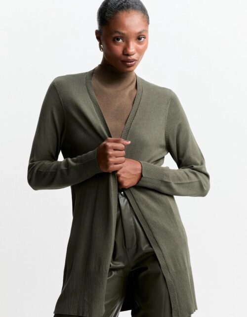 Cardigan tricot básico - verde militar