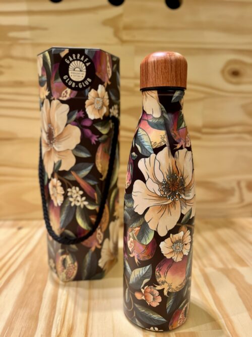 GARRAFA FARM GLUB GLUB 500ML ROMANCE EM FLOR MARROM