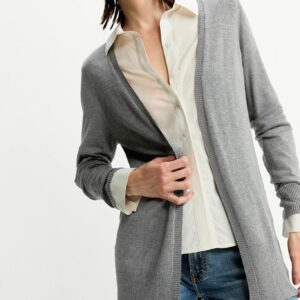 Cardigan tricot básico - cinza
