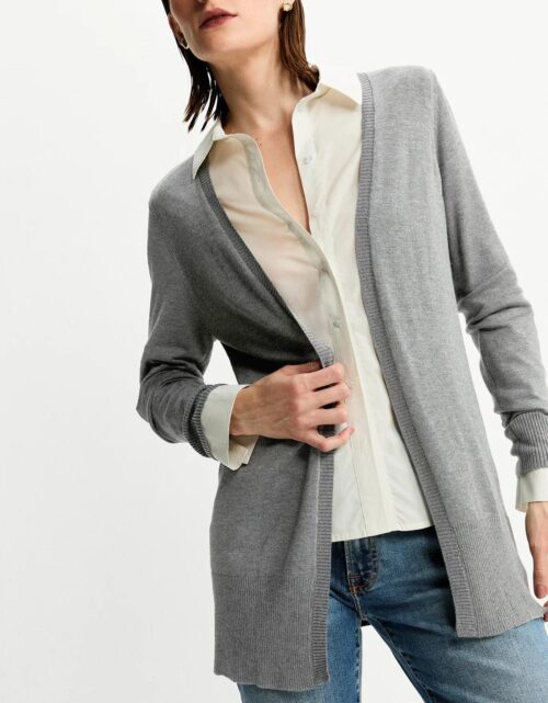 Cardigan tricot básico - cinza