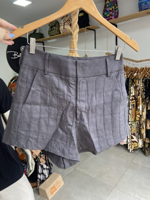 Short Bordado - cinza milenar