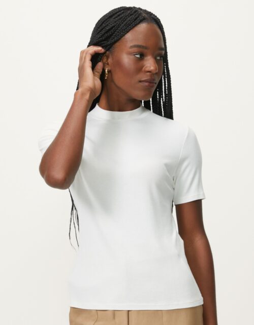 T-shirt canelada gola alta off white - Imagem 2