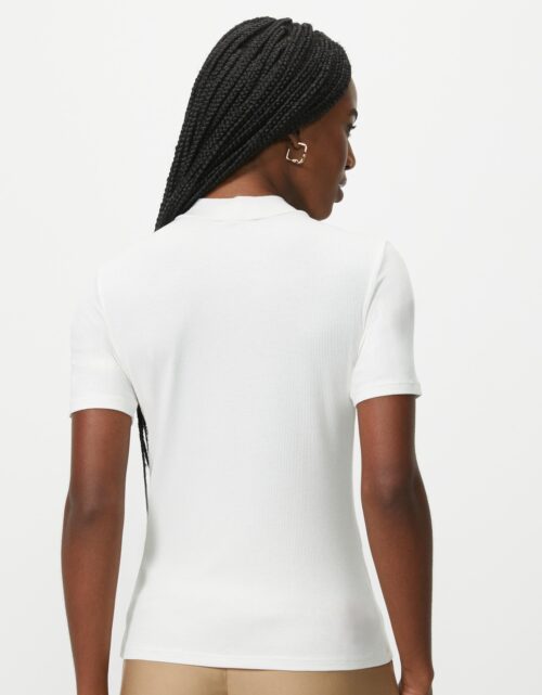 T-shirt canelada gola alta off white - Imagem 3