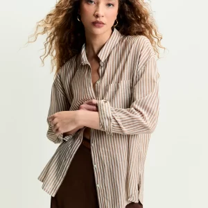 Camisa voil listras camel