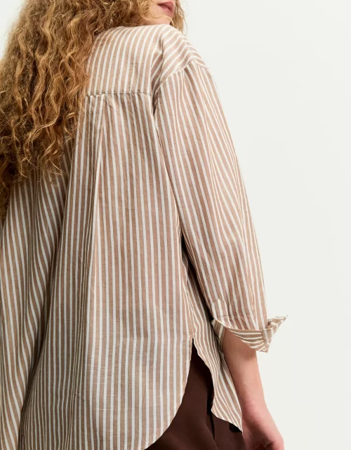 Camisa voil listras camel - Imagem 3