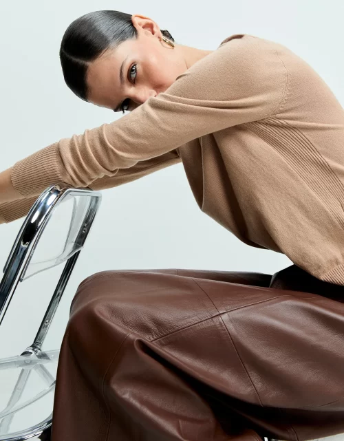 Tricot básico gola careca khaki - Image 3