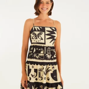 Vestido Curto Estampado Lenço Tropicano
