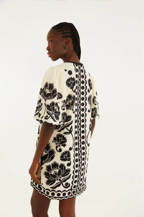 Vestido T-Shirt Manga Fofa Estampado Floral Arabasque - Image 3