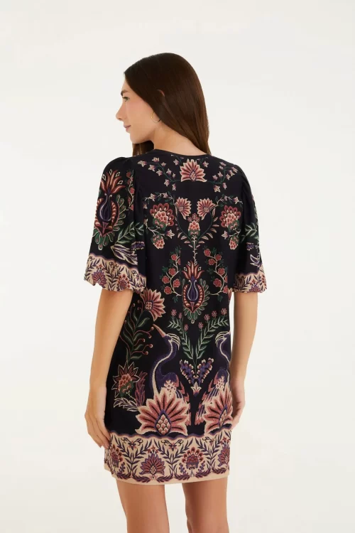 Vestido T-Shirt Manga Fofa Estampado Jardim Maravilhoso - Imagem 3
