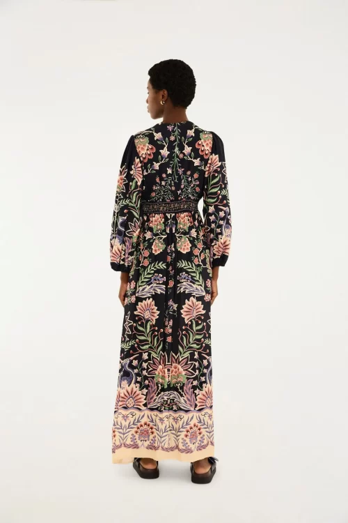 Vestido Longo Manga Estampado Jardim Maravilhoso - Imagem 4