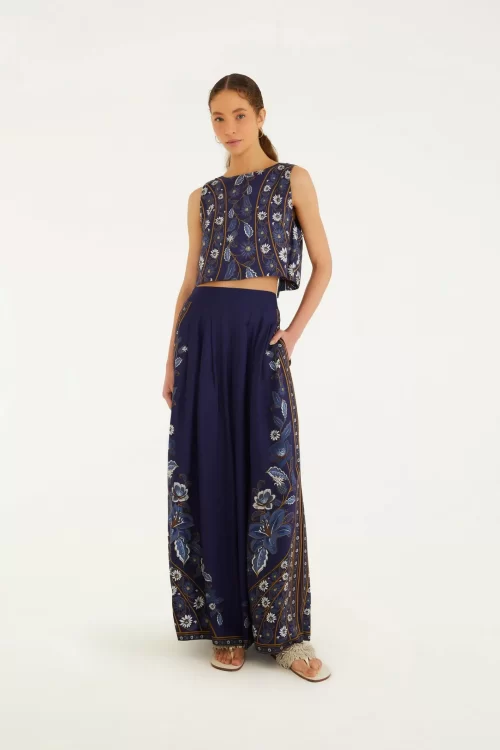 Calça Pantalona Estampada Marcelle