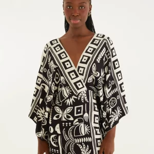 Vestido Curto Estampado Lenço Tropicano
