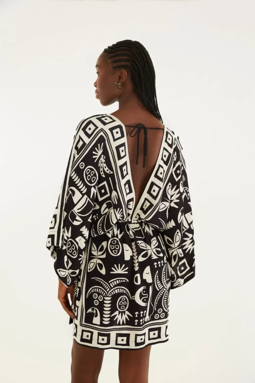 Vestido Curto Estampado Lenço Tropicano - Imagem 3