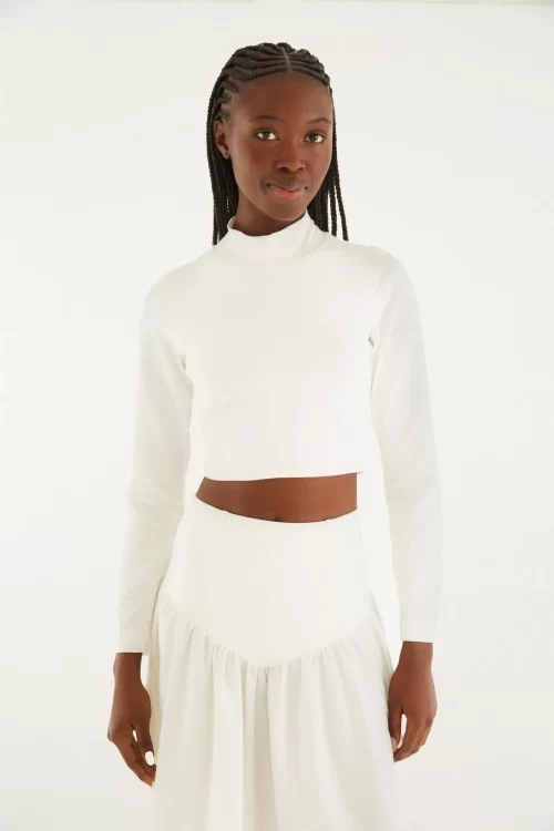 Blusa Cropped Gola - off white