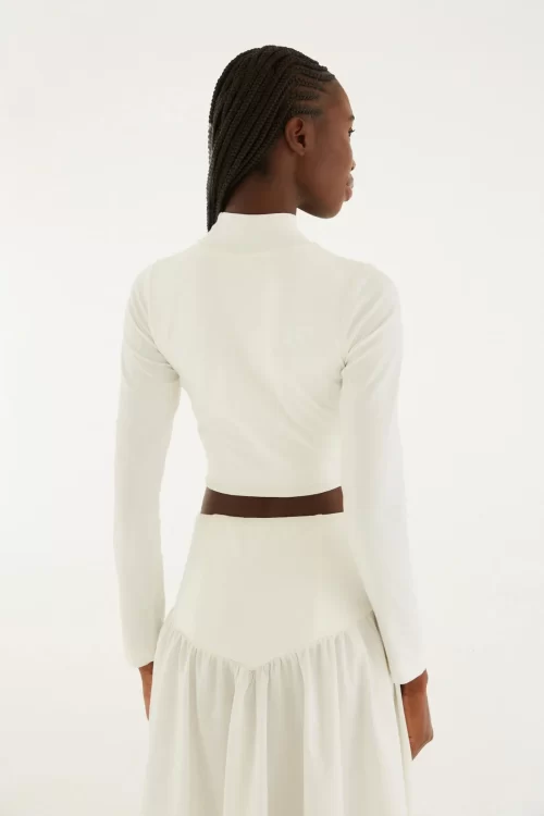 Blusa Cropped Gola - off white - Imagem 3