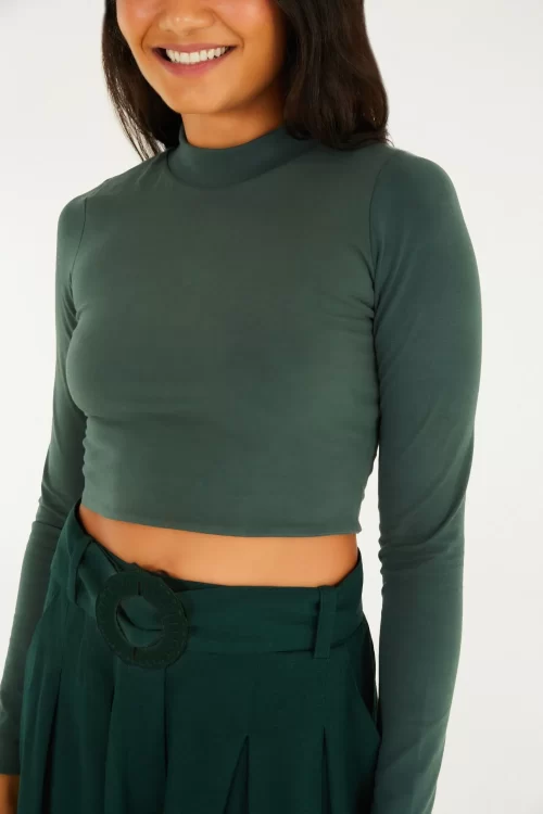 Blusa Cropped Gola - verde jabuti - Imagem 2