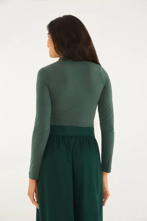 Blusa Cropped Gola - verde jabuti - Imagem 3