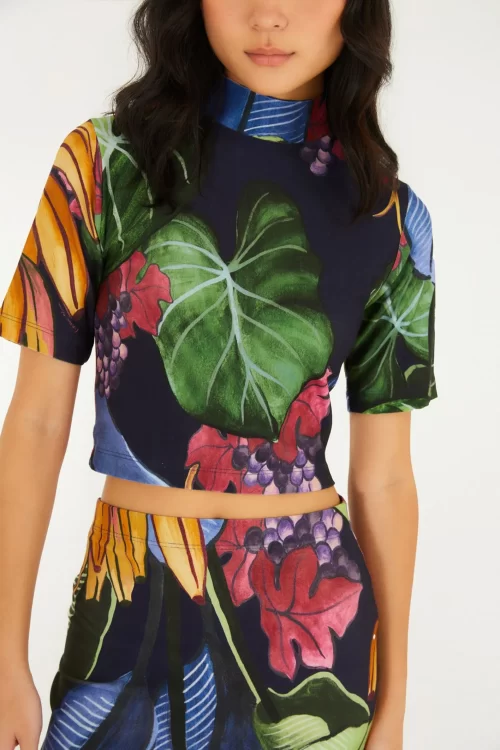 Blusa Cropped Estampada Banana Uva - Imagem 2