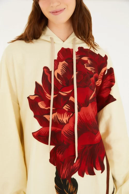 Casaco Moletom Estampado Flor Rosália - Imagem 2