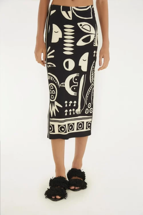 Saia Midi Estampada Lenço Tropicano - Imagem 2