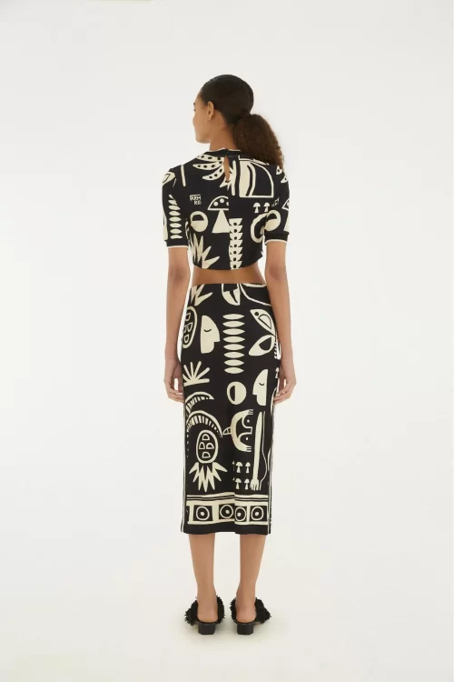 Saia Midi Estampada Lenço Tropicano - Imagem 3
