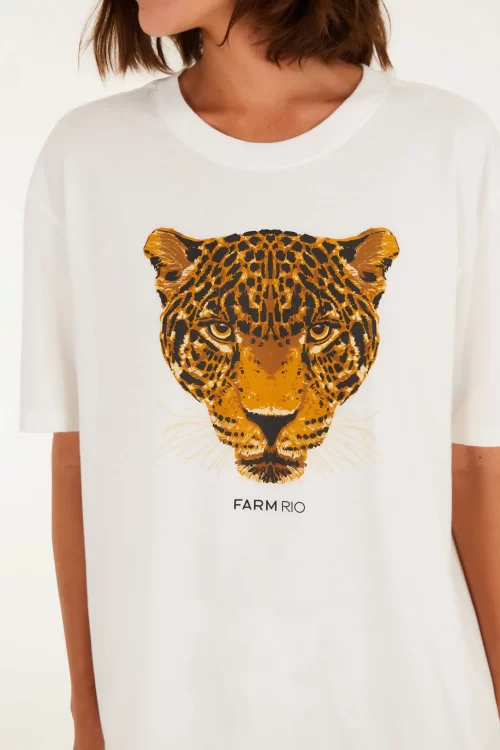 T-Shirt Media Onça Esmeralda Off White - Image 2
