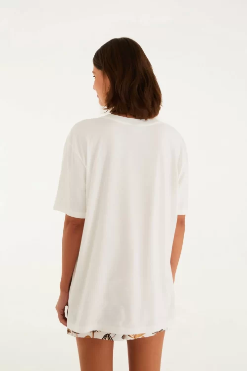 T-Shirt Media Onça Esmeralda Off White - Image 3