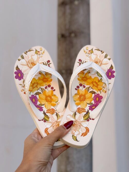 Chinelo Farm Flip Flop Jangada Print Branco