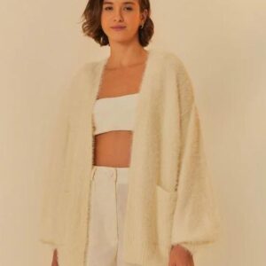 Cardigan Pelinho com Bolso - off white