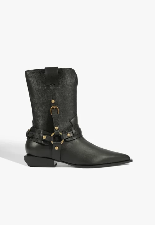 Bota Maine Buckle Couro Preta