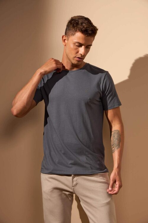 CAMISETA BÁSICA SLIM EGÍPCIO - CHUMBO