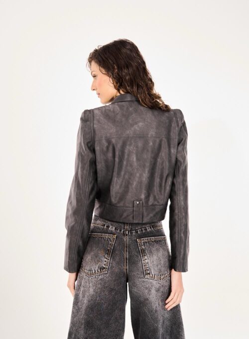 JAQUETA CROPPED WASHED BLACK - Imagem 3
