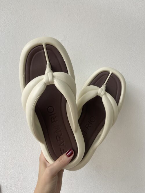 Chinelo Katita Bicolor Branco e Marrom