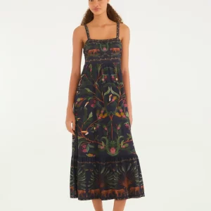 Vestido Midi Estampado Floresta Doce