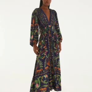 Vestido Longo Estampado Floresta Doce