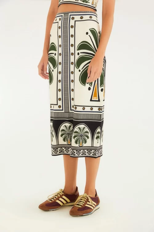 Saia Midi Reta Estampada Jardim Tropical - Imagem 2