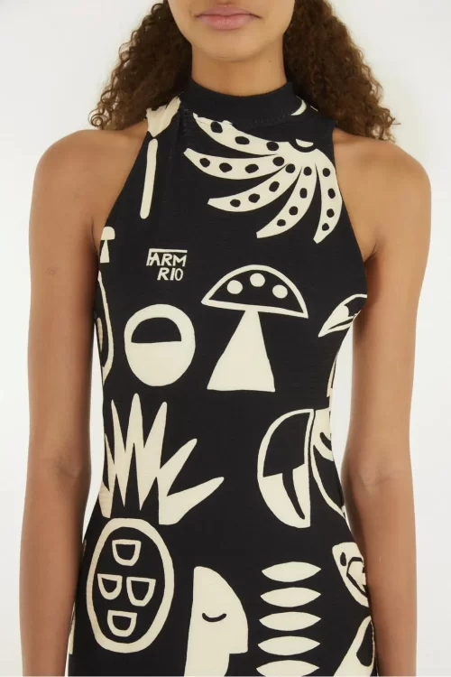 vestido midi estampado lenço tropicano - Imagem 2