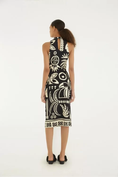 vestido midi estampado lenço tropicano - Imagem 3